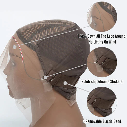 Glueless 13x6 3D Cap Pre-bleached Lace Frontal Wig Loose Deep