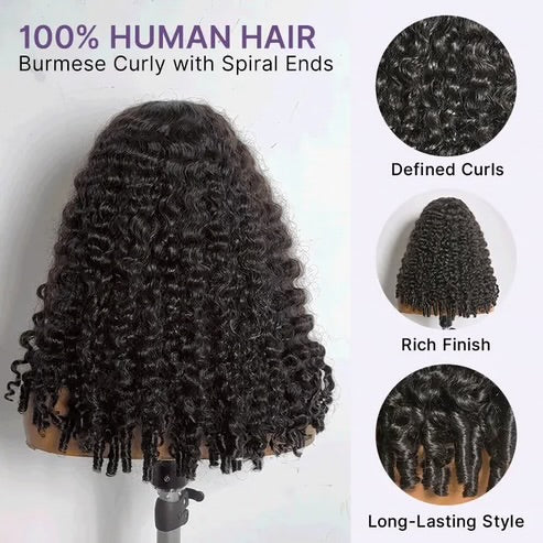 Glueless 13x6 3D Cap Pre-bleached Lace Frontal Wig Burmese Curly