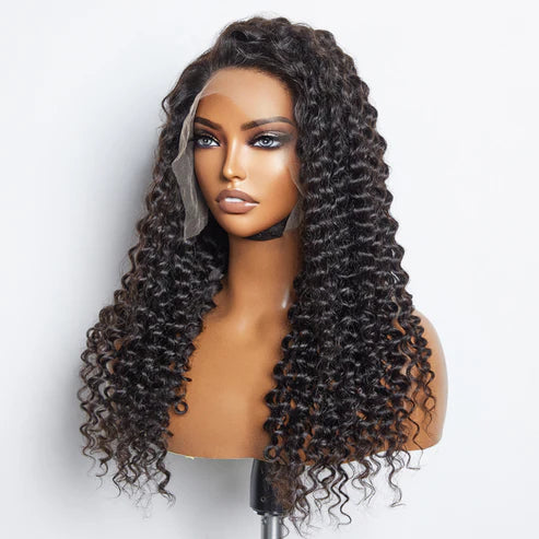 Glueless 13x6 Lace Wig 3D Cap Pre-bleached Lace Front Wig Deep Wavy