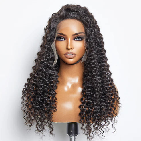 Glueless 13x6 Lace Wig 3D Cap Pre-bleached Lace Front Wig Deep Curly